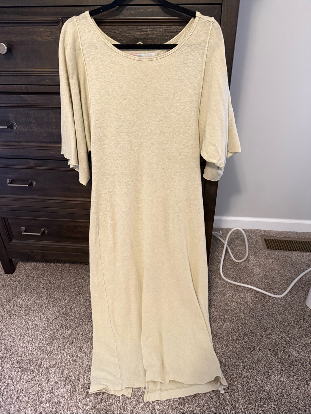 Free People Cream Maxi Dress with Flutter Sleeves